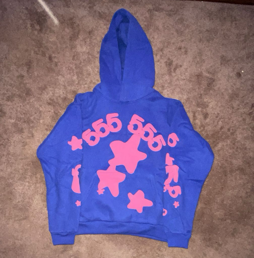 Blue/Pink 555555 Sp5der Hoodie